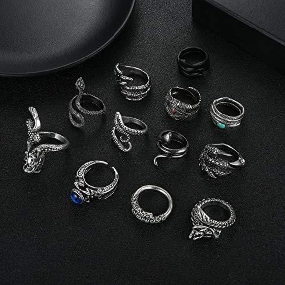 Sheer Beauté & Jewelry Other - 12PcsDragon Snake Vintage Punk Rings for Men